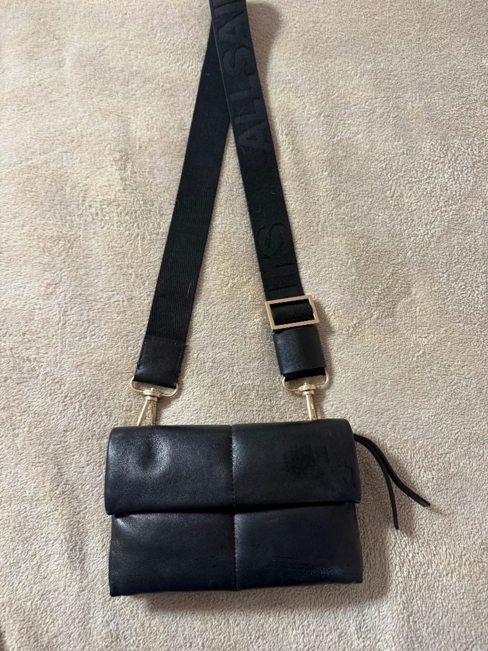 All Saints Ezra Leather Quilted Crossbody Bag